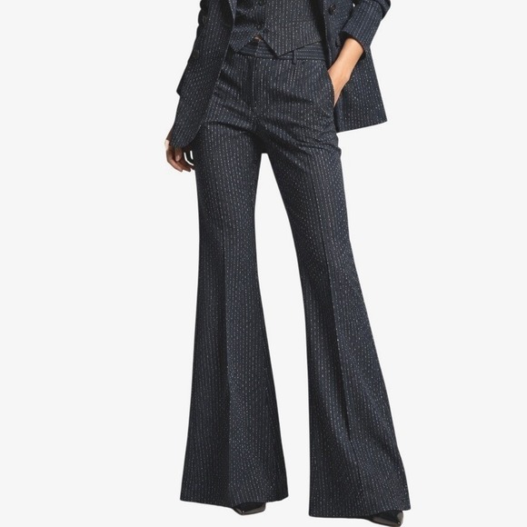 Express Pants - Express Design Studio Editor Black Pinstripe Wide Leg Officecore Dress Pants 4/S